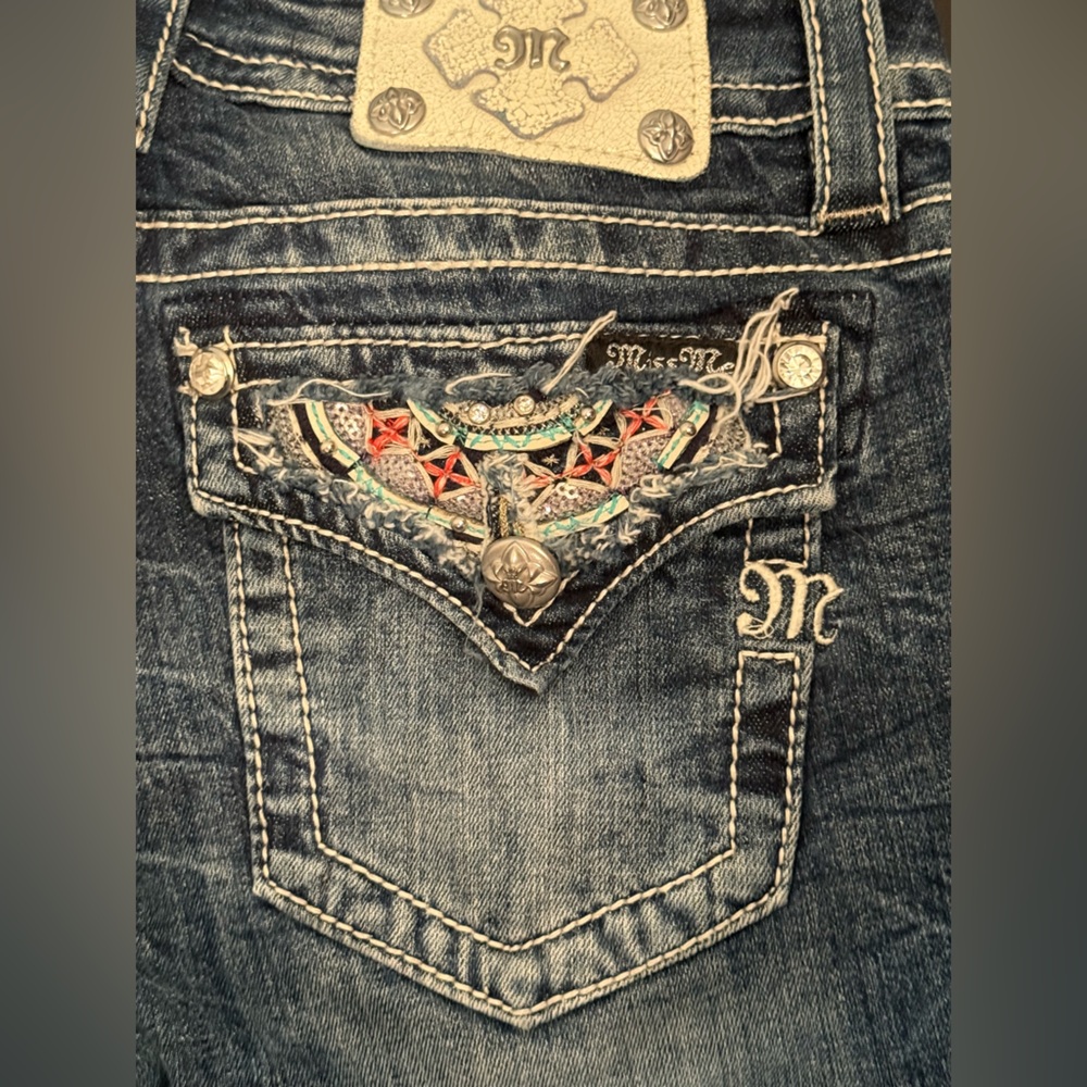 Miss Me Dark Blue Denim Jean Cropped Capris - Beautiful Embellishments